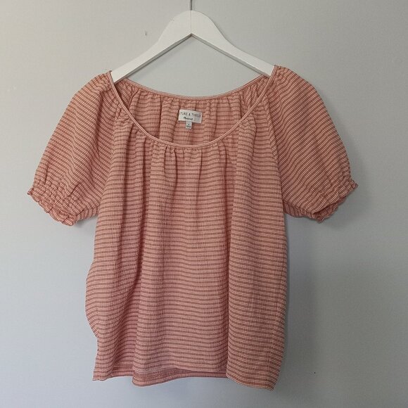 MADEWELL | Texture & Thread Stripe Peasant Top - Picture 1 of 8